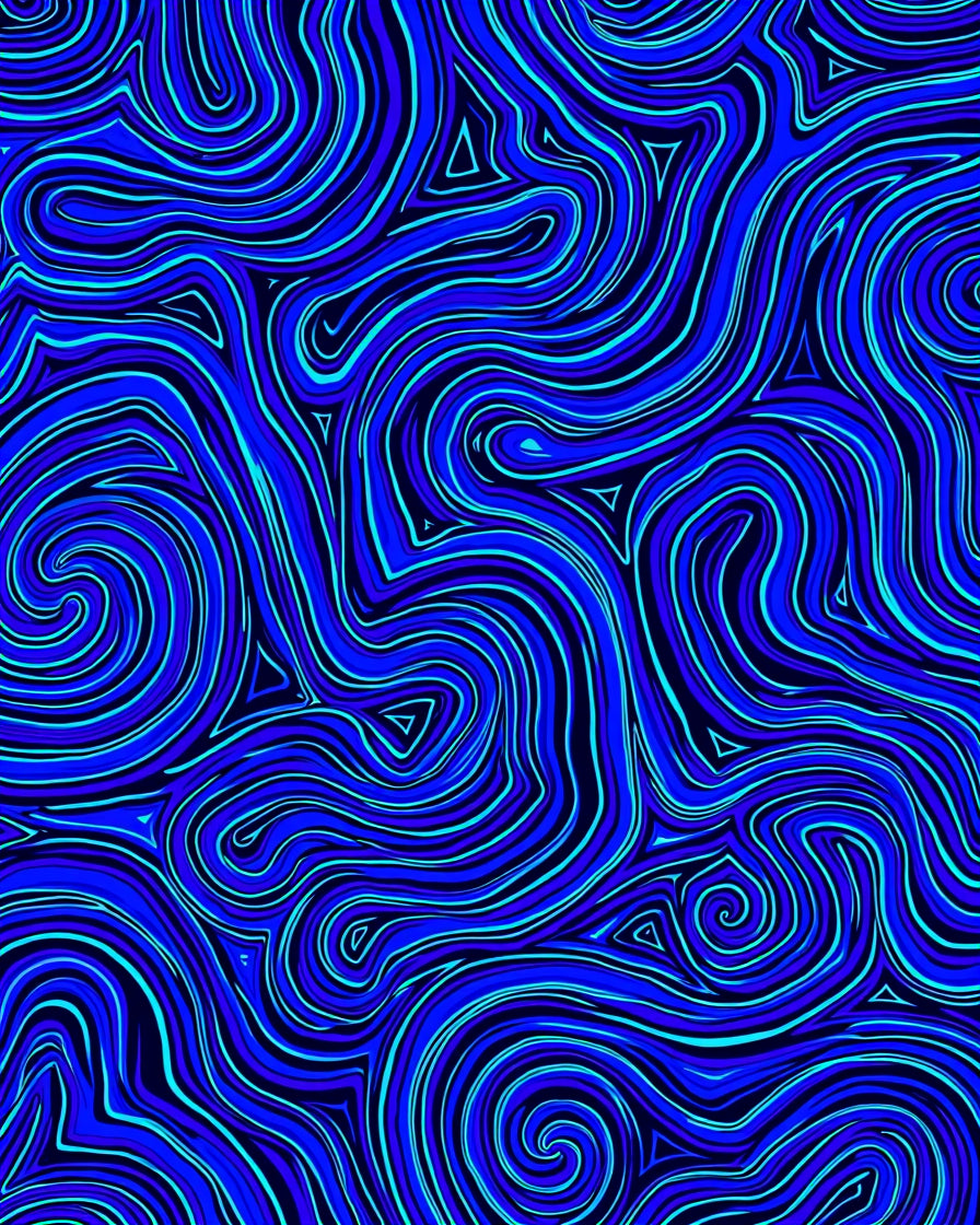 Electric Blue Swirl Lines Rug