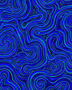 Electric Blue Swirl Lines Rug