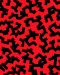 Red Black Geometric Pattern Rug