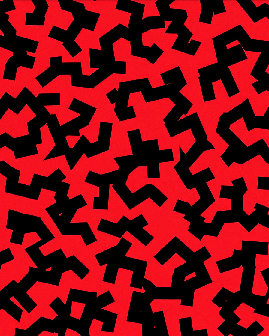 Red Black Geometric Pattern Rug