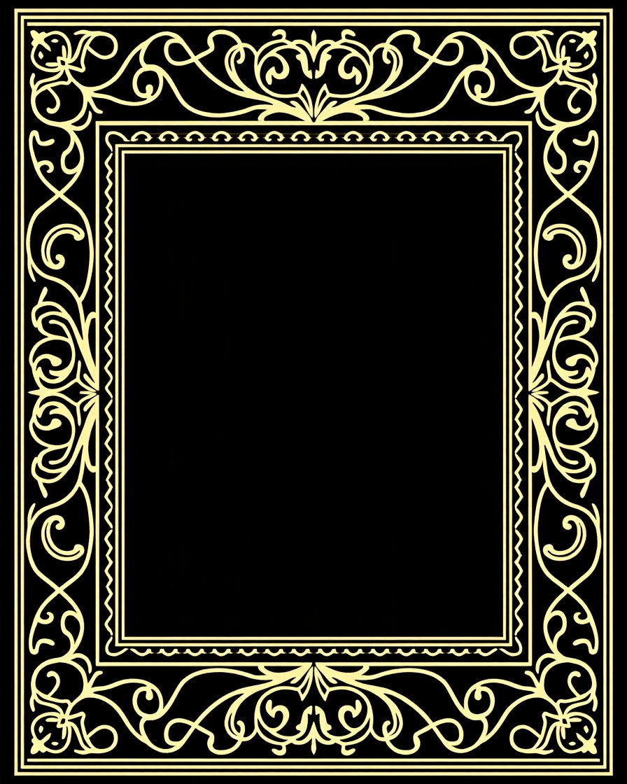 Ornate Flourish Decorative Border Design Rug