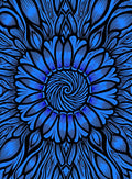 Bold Blue Floral Swirl Pattern Rug
