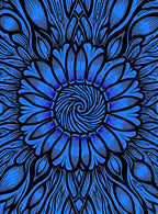 Bold Blue Floral Swirl Pattern Rug
