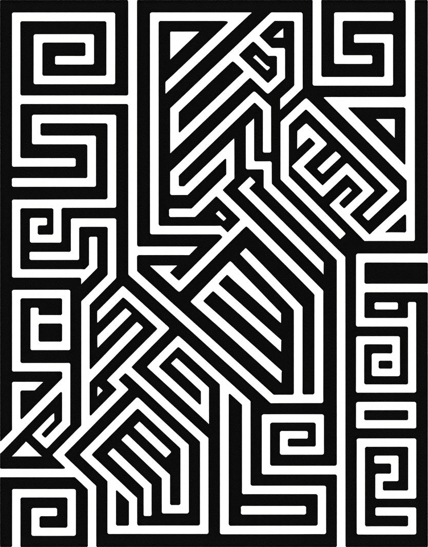 Bold Geometric Maze Pattern Rug