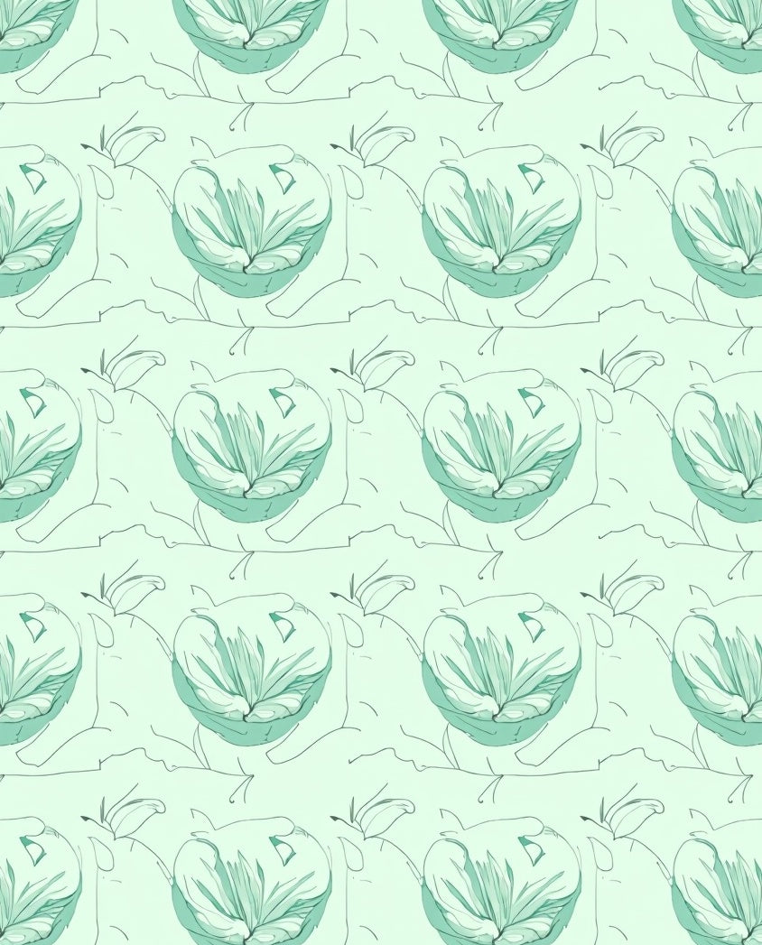 Green Floral With Sketchy Outline Rug