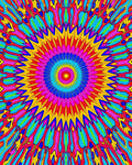 Vibrant Psychedelic Starburst Mandala Rug
