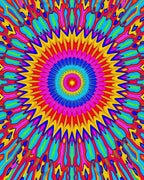 Vibrant Psychedelic Starburst Mandala Rug