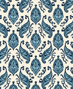 Damask Blue Floral Classic Pattern Rug