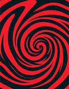 Intense Red Swirl Abstract Design Rug