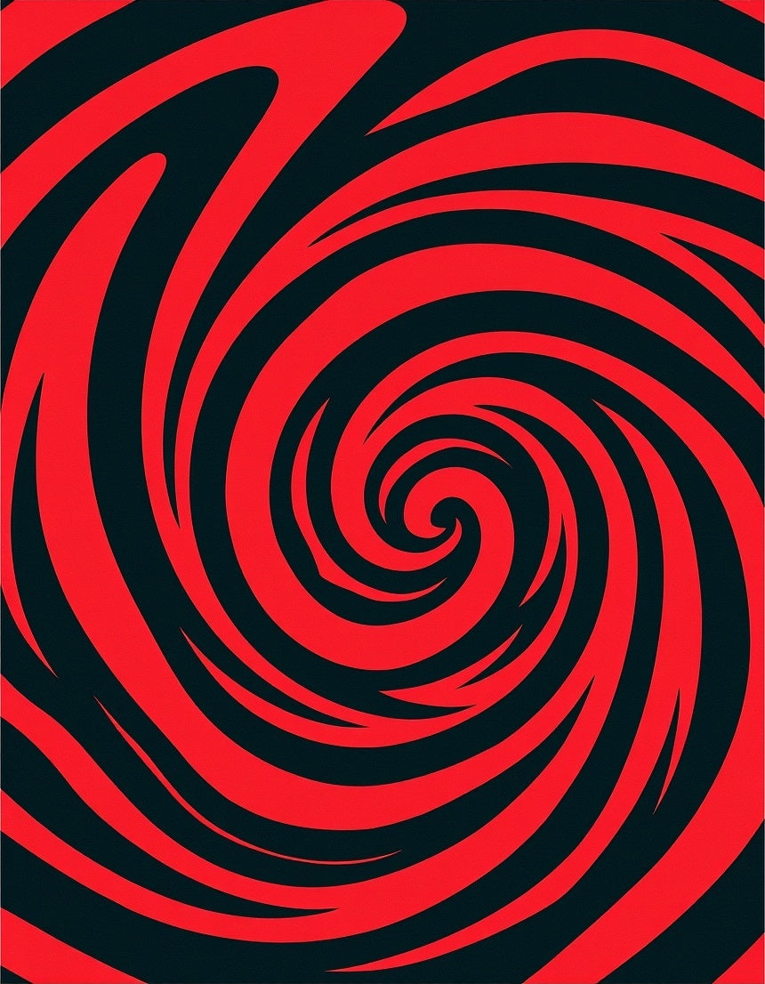 Intense Red Swirl Abstract Design Rug