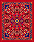 Vibrant Red Floral Mandala Rug