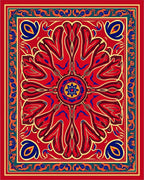 Vibrant Red Floral Mandala Rug