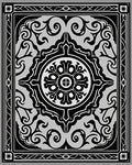 Black White Elaborate Floral Medallion Rug