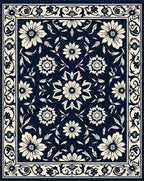 Classic Floral Border With Garden Design Rug
