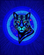 Bold Neon Tiger Radiating Circle Design Rug