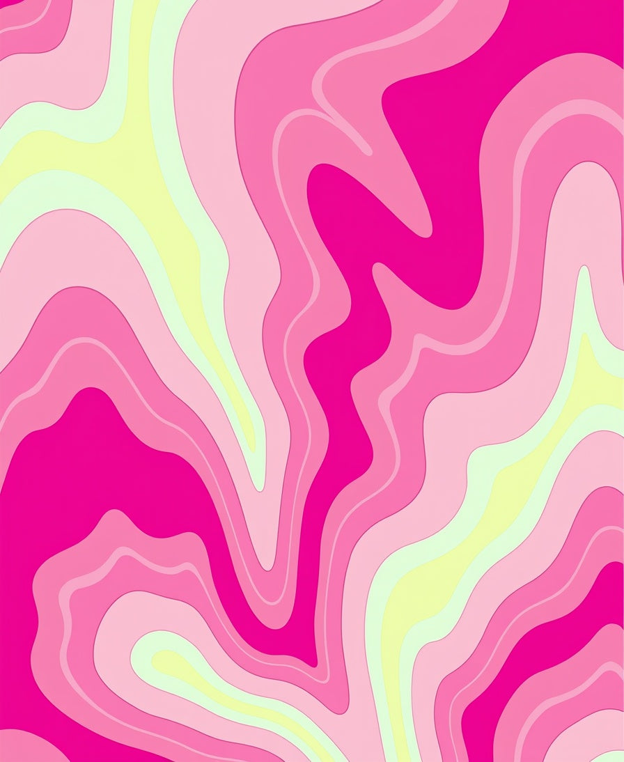 Abstract Swirling Pink Yellow Pattern Rug