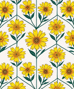 Yellow Daisy Hexagonal Pattern Rug