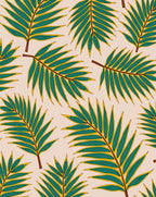 Green Leaf Patterned Tropical Rug