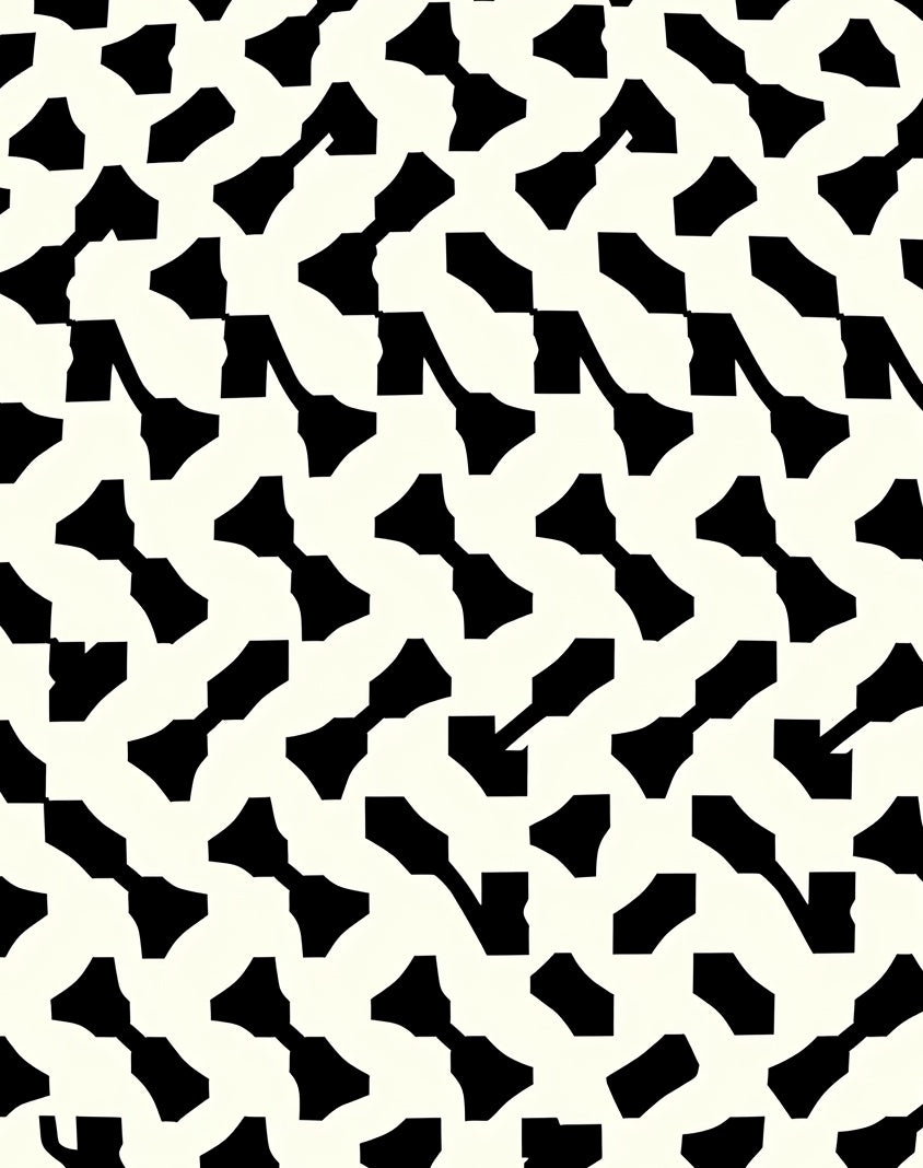 Bold Black Geometric Maze Pattern Rug