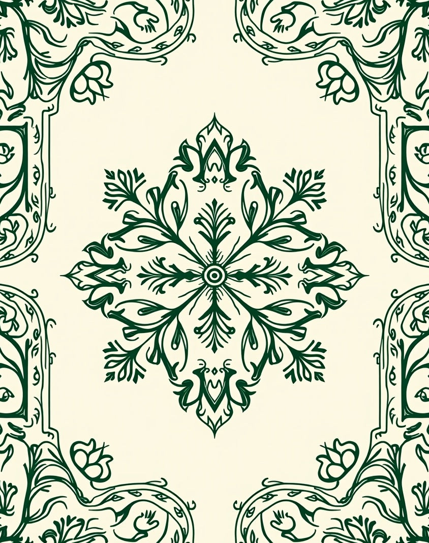 Ornate Floral Scrollwork Pattern Design Rug