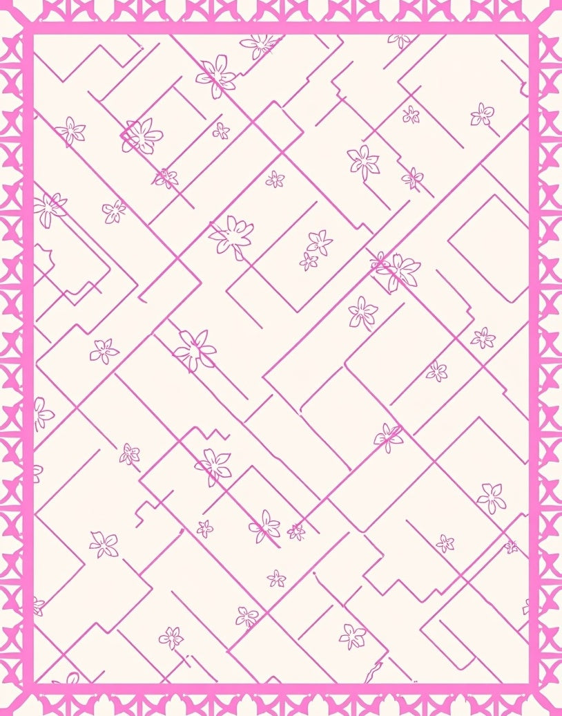 Pink Floral Geometric Delight Rug