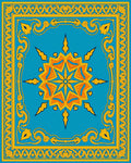 Azure and Gold Intricate Floral Mandala Rug