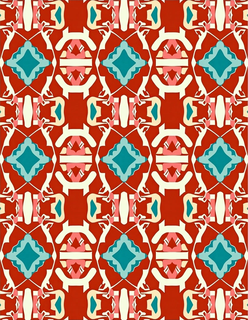 Red Geometric Paisley Pattern Rug