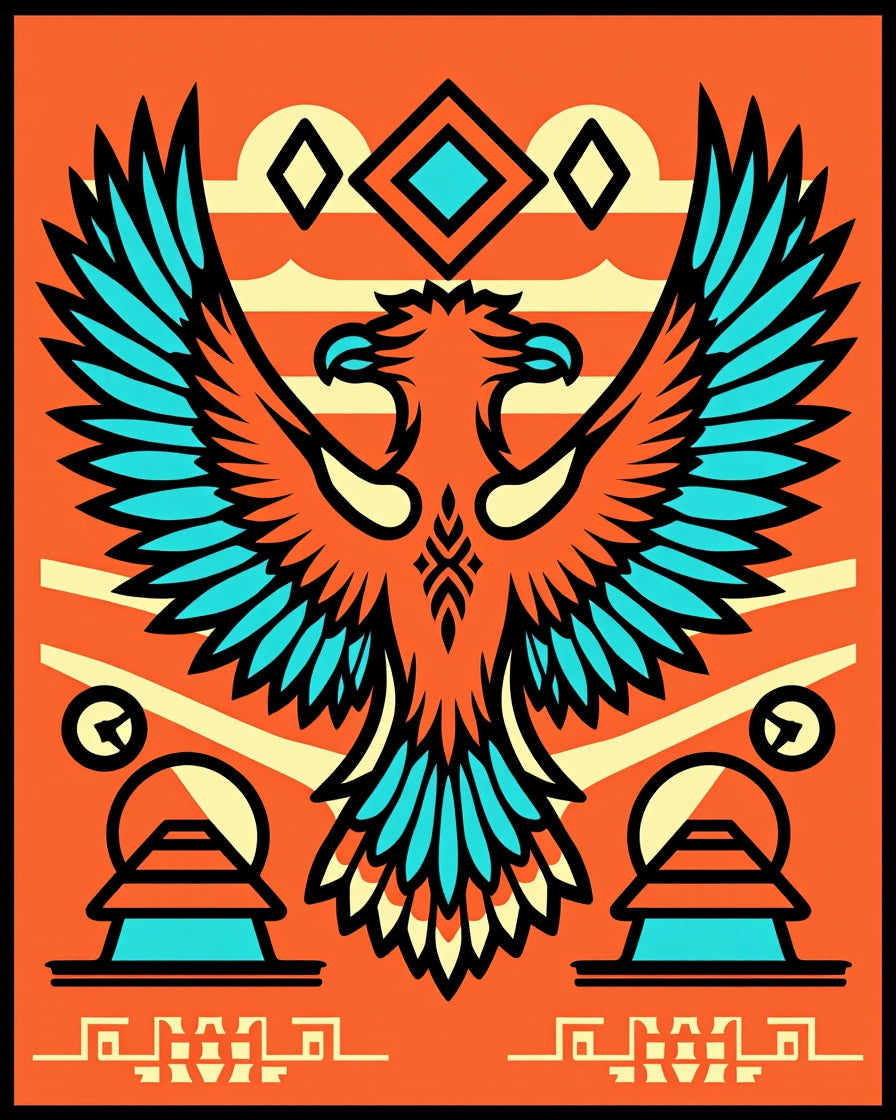 Bold Eagle Geometric Pattern Design Rug