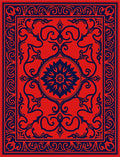 Traditional Red Blue Floral Rug