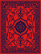 Traditional Red Blue Floral Rug