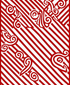 Red White Swirling Vine Diagonal Stripes Rug