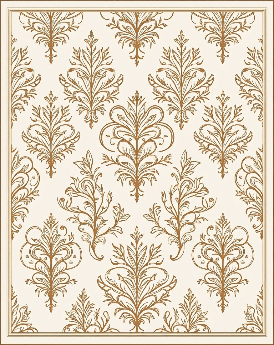 Ornate Floral Damask Pattern Rug