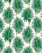 Tropical Leaf Patterned Green Yellow Rug