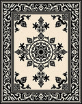 Classic Black Cream Ornate Floral Rug