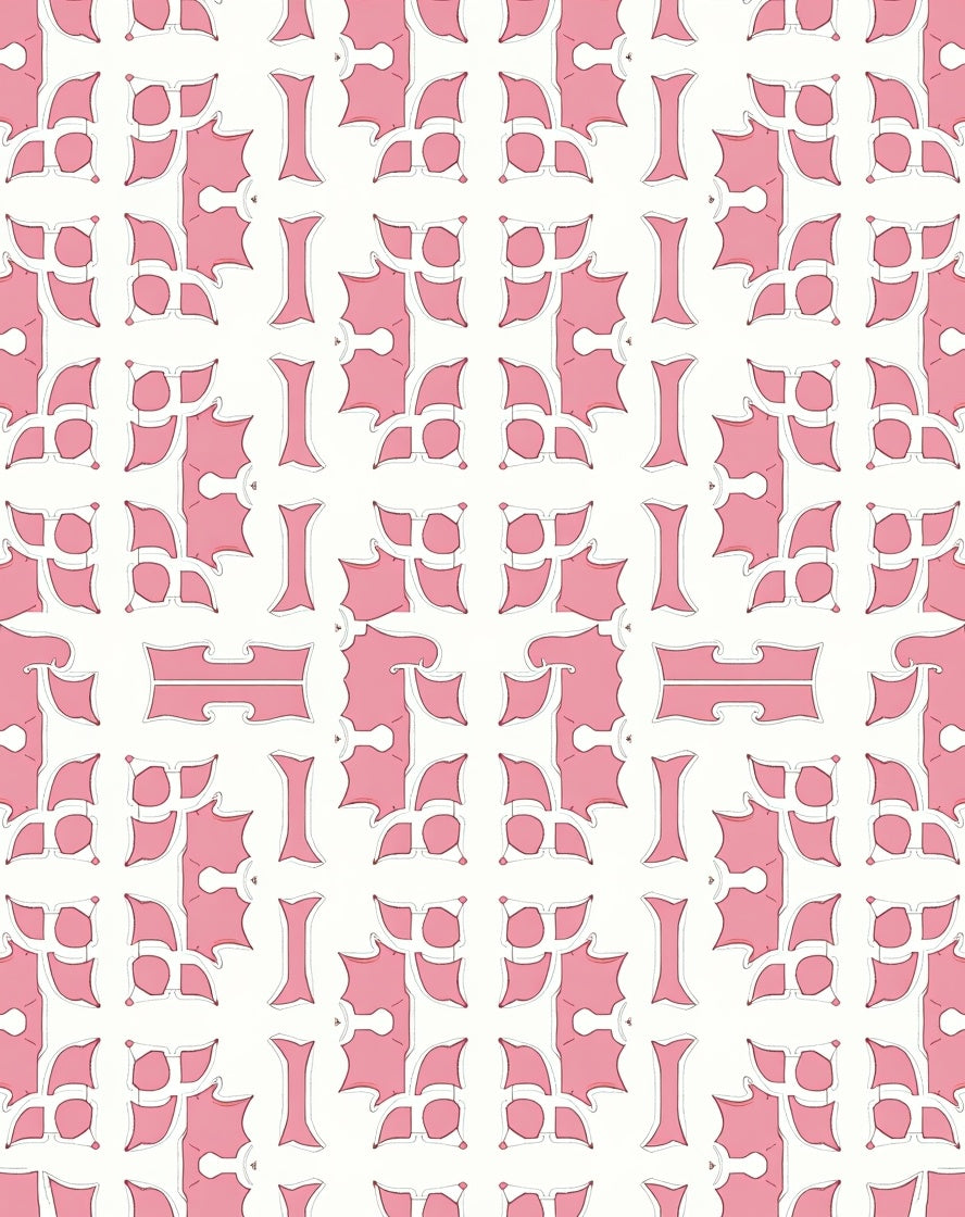 Elegant Pink Abstract Geometric Pattern Rug