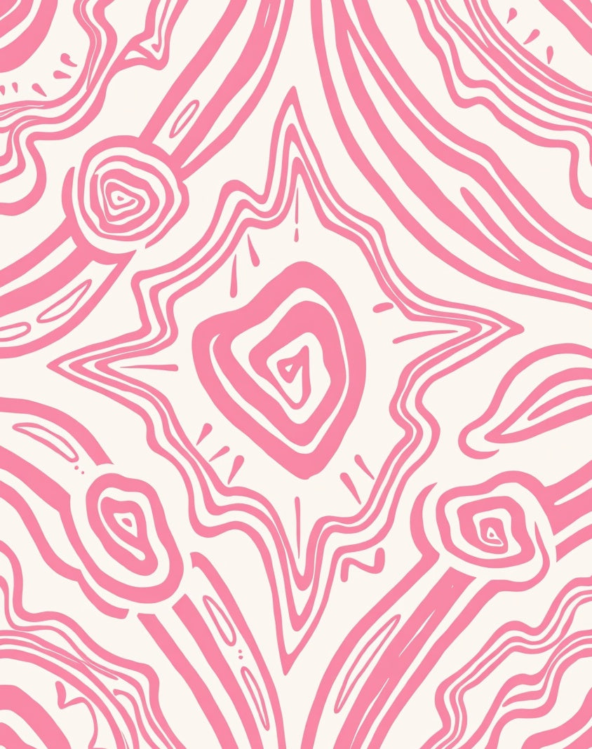 Abstract Pink Swirl Pattern Rug