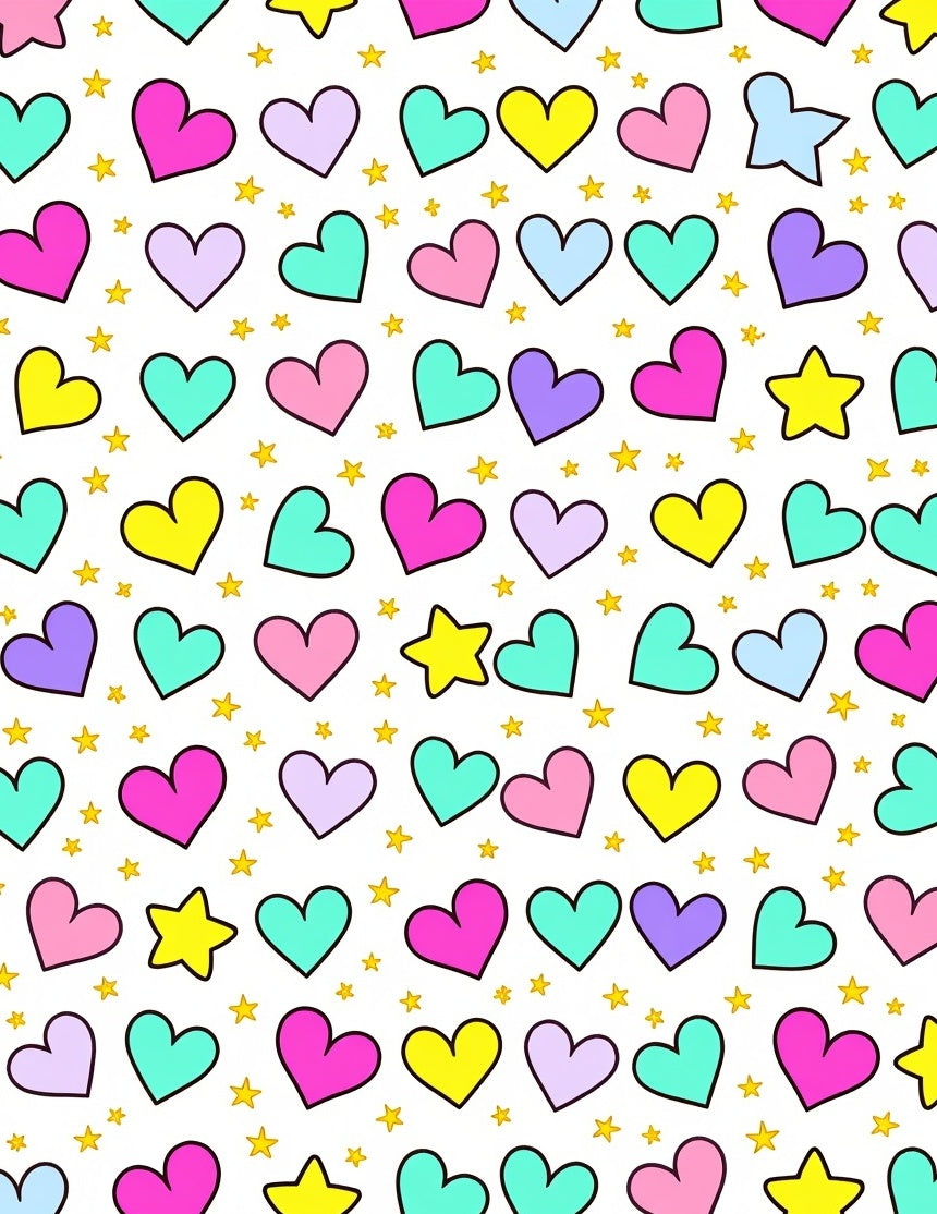 Colorful Heart Shapes Star Pattern Rug