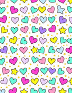 Colorful Heart Shapes Star Pattern Rug