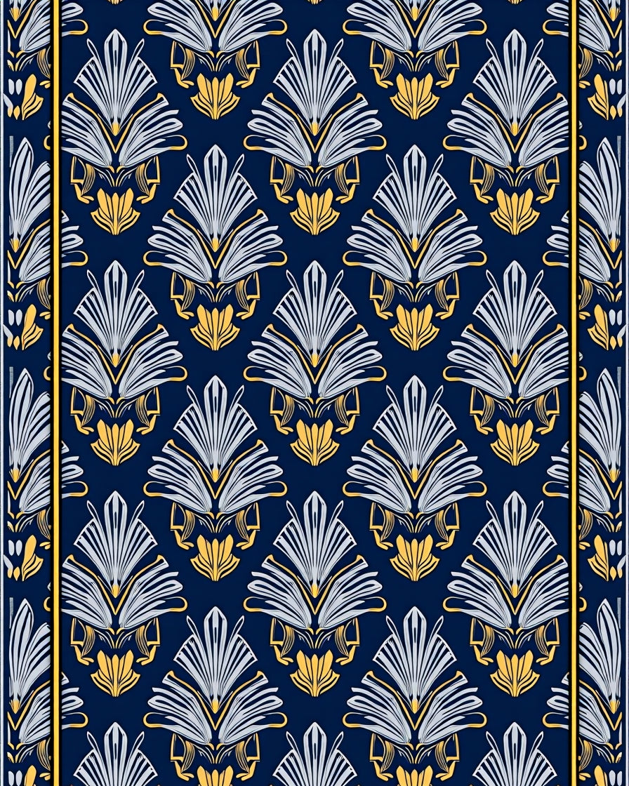 Art Deco Style Fan Pattern Rug