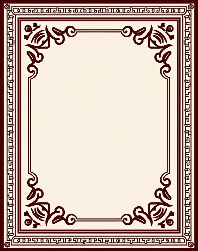 Elegant Maroon Scroll Border Pattern Rug