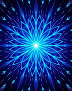 Radiant Blue Floral Burst Design Rug