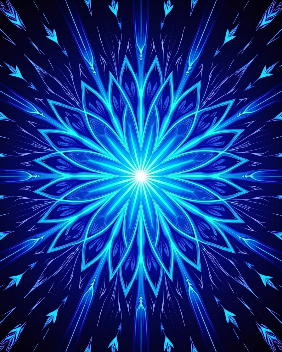 Radiant Blue Floral Burst Design Rug