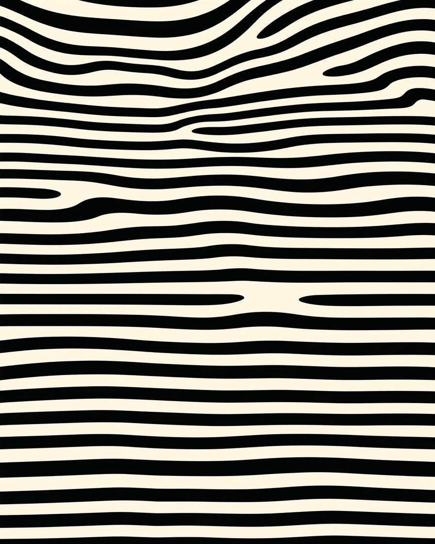 Wavy Black And Cream Stripe Design Rug
