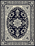 Intricate Floral Scroll Medallion Design Rug