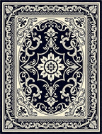 Intricate Floral Scroll Medallion Design Rug