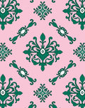 Emerald Green Floral Medallion Pink Rug