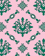 Emerald Green Floral Medallion Pink Rug