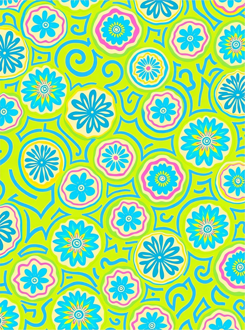 Vibrant Floral Swirl Pattern Rug