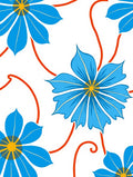 Vibrant Blue Floral Vine Pattern Rug