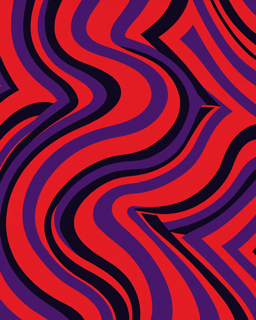 Vibrant Red Purple Swirl Pattern Rug